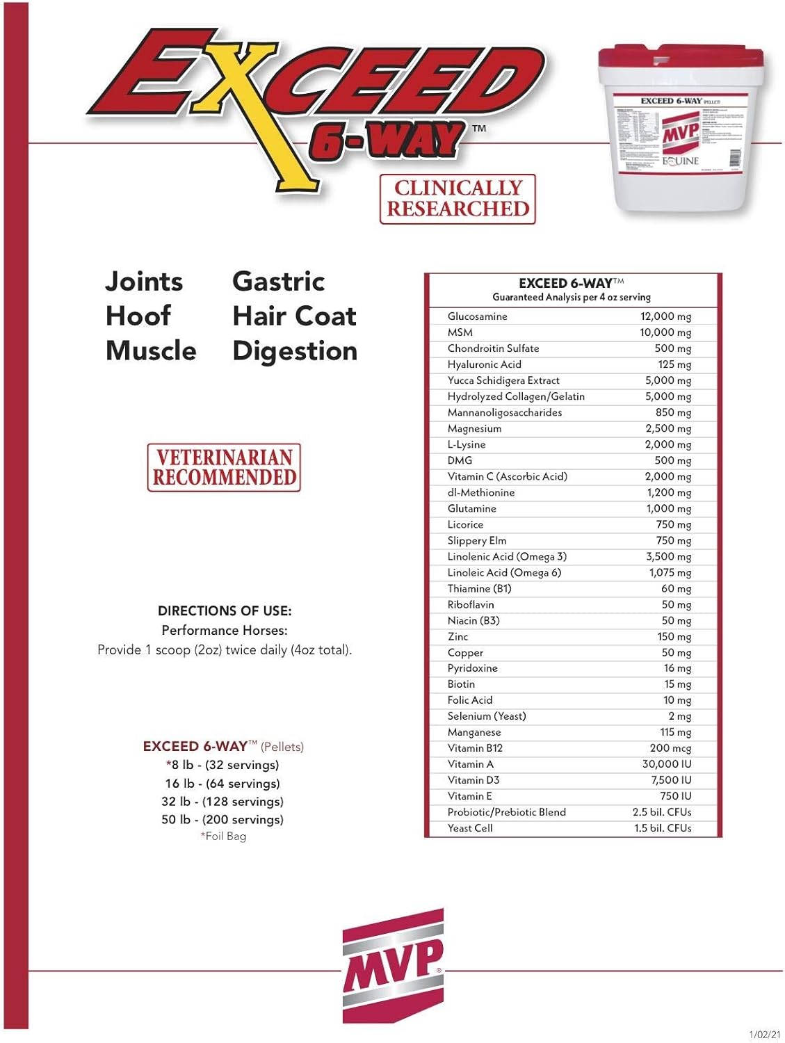16lb Med-Vet Exceed 6-Way Pellets for Equine Health and Performance