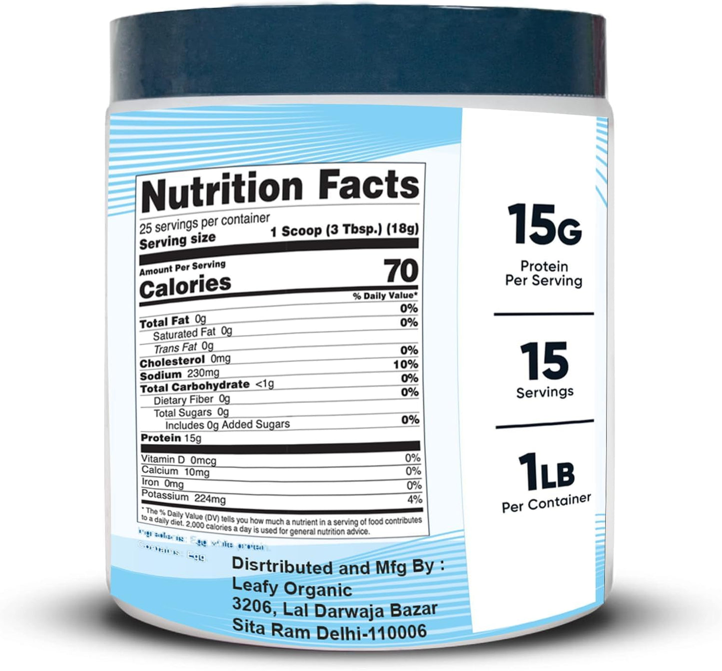 16oz (450g) Organic Egg White Protein Powder from Leafy Greens - All-Natural Supplement