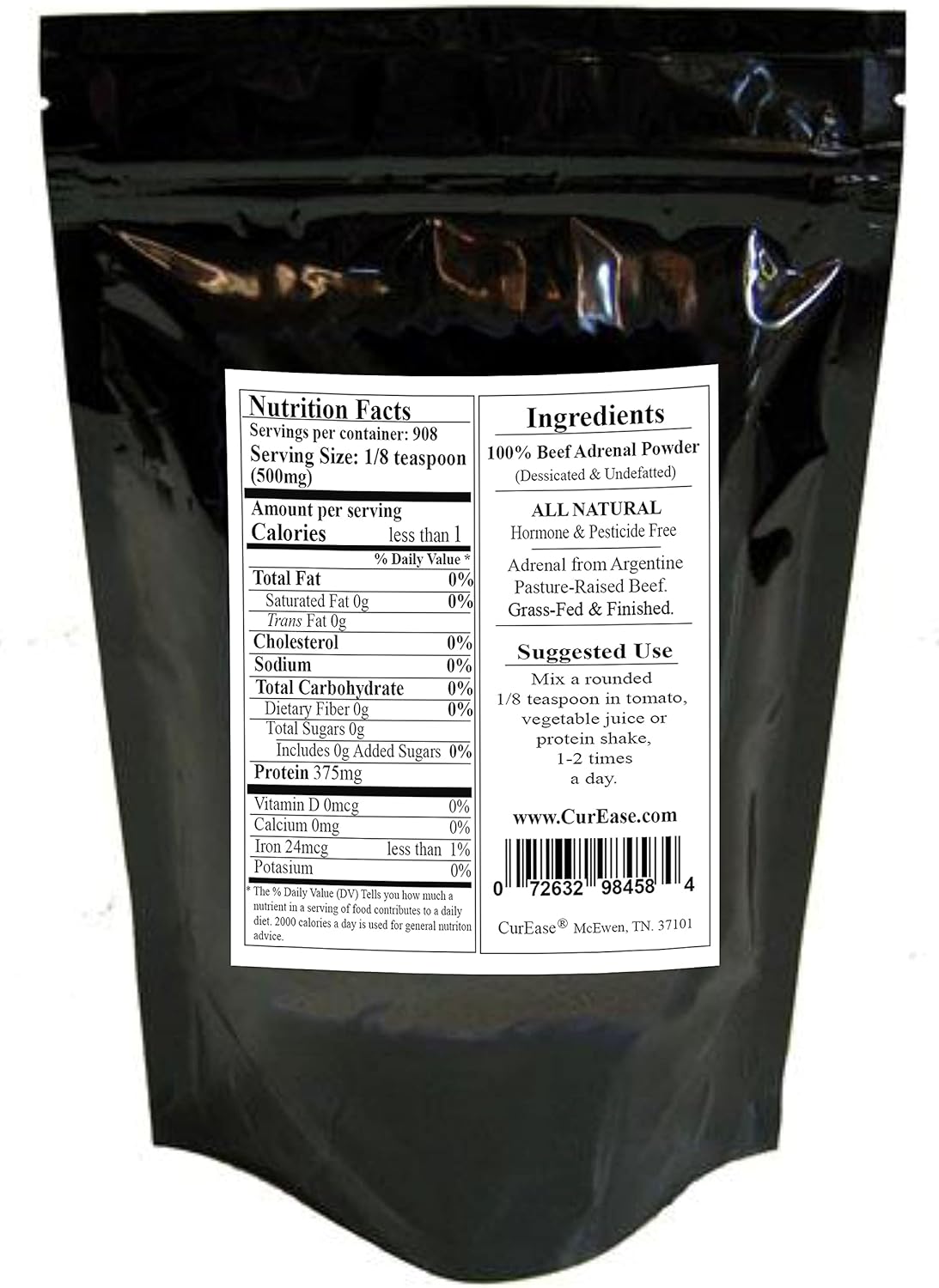16oz CurEase Argentine Beef Adrenal Powder - Premium Quality Beef Supplement