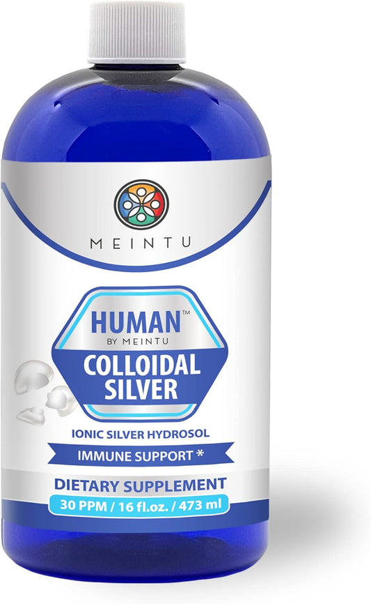 16oz Economy Refill Size Human™ by MEINTU Ultra-Pure Colloidal Silver for Immune Support - Premium Ionic Silver Hydrosol Supplement for Adults, Children, and Pets