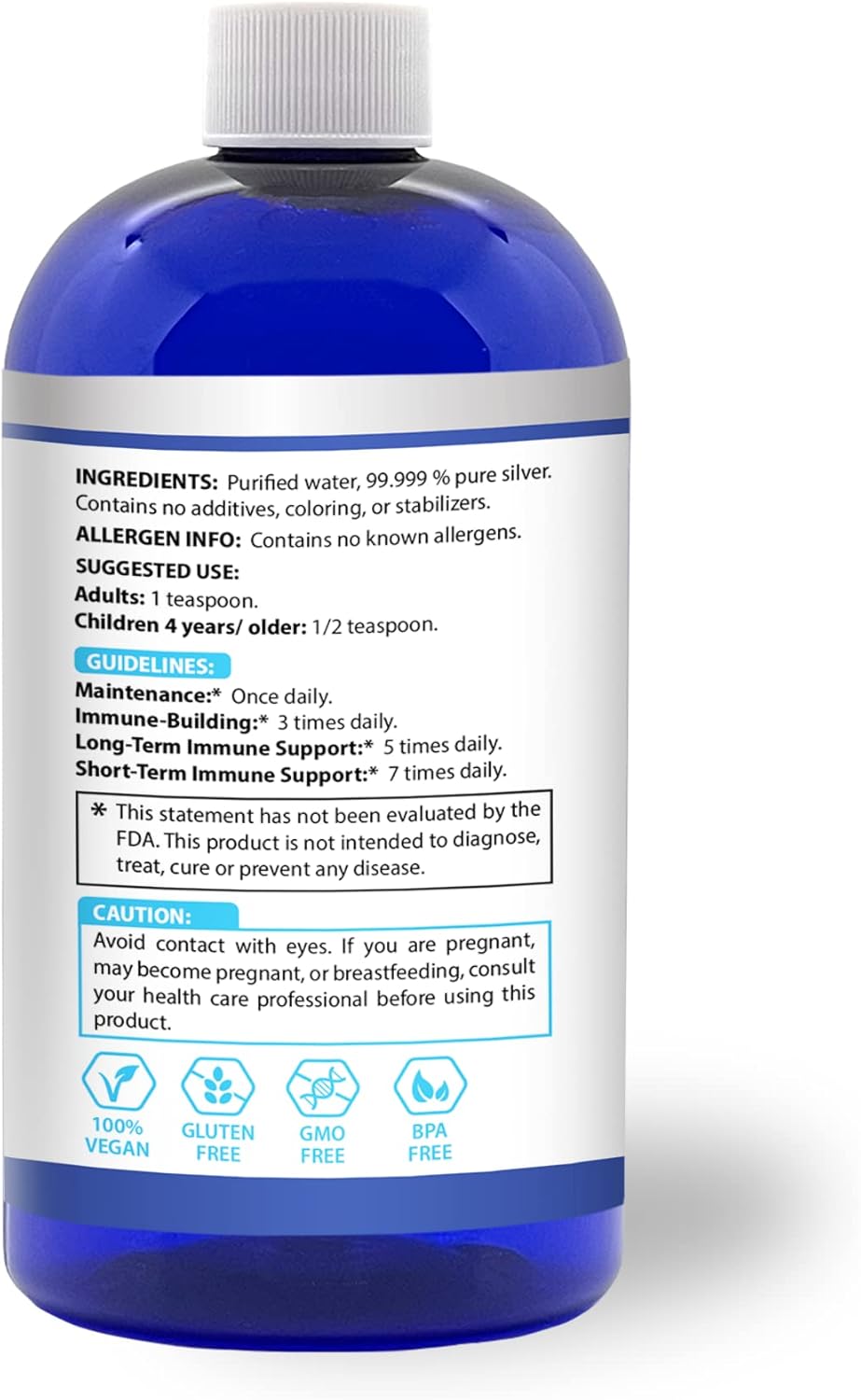 16oz Economy Refill Size Human™ by MEINTU Ultra-Pure Colloidal Silver for Immune Support - Premium Ionic Silver Hydrosol Supplement for Adults, Children, and Pets