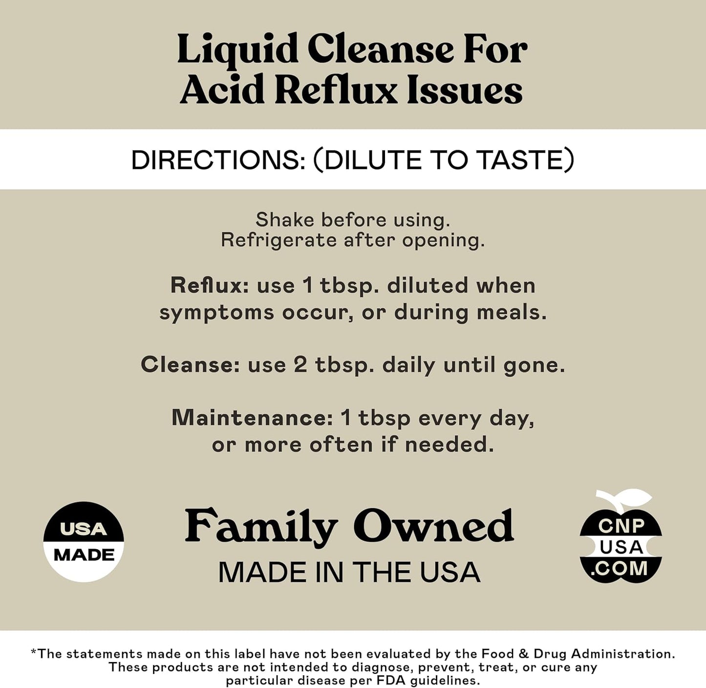 16oz Glass Bottle Acid Reflux Cleanse Supplement with Ginger, Hops, Garlic & Apple Cider Vinegar - Complete Natural Products