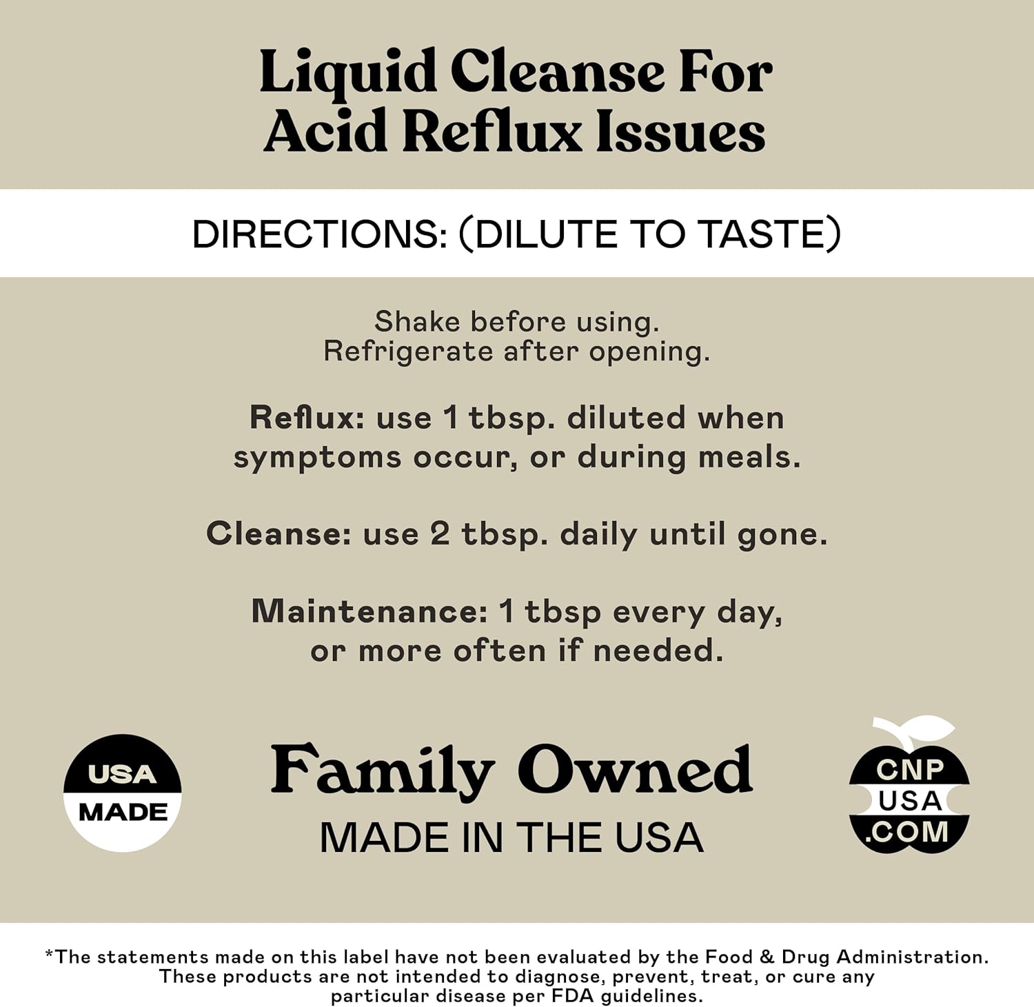 16oz Glass Bottle Acid Reflux Cleanse Supplement with Ginger, Hops, Garlic & Apple Cider Vinegar - Complete Natural Products