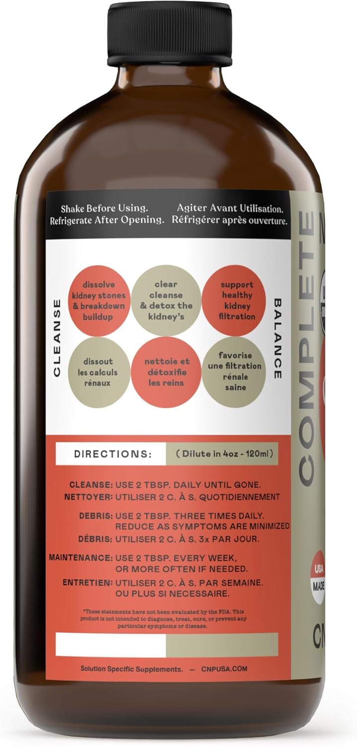 16oz Glass Bottle Complete Natural Products Kidney Cleanse Supplement