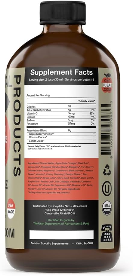 16oz Glass Bottle Complete Natural Products Kidney Cleanse Supplement