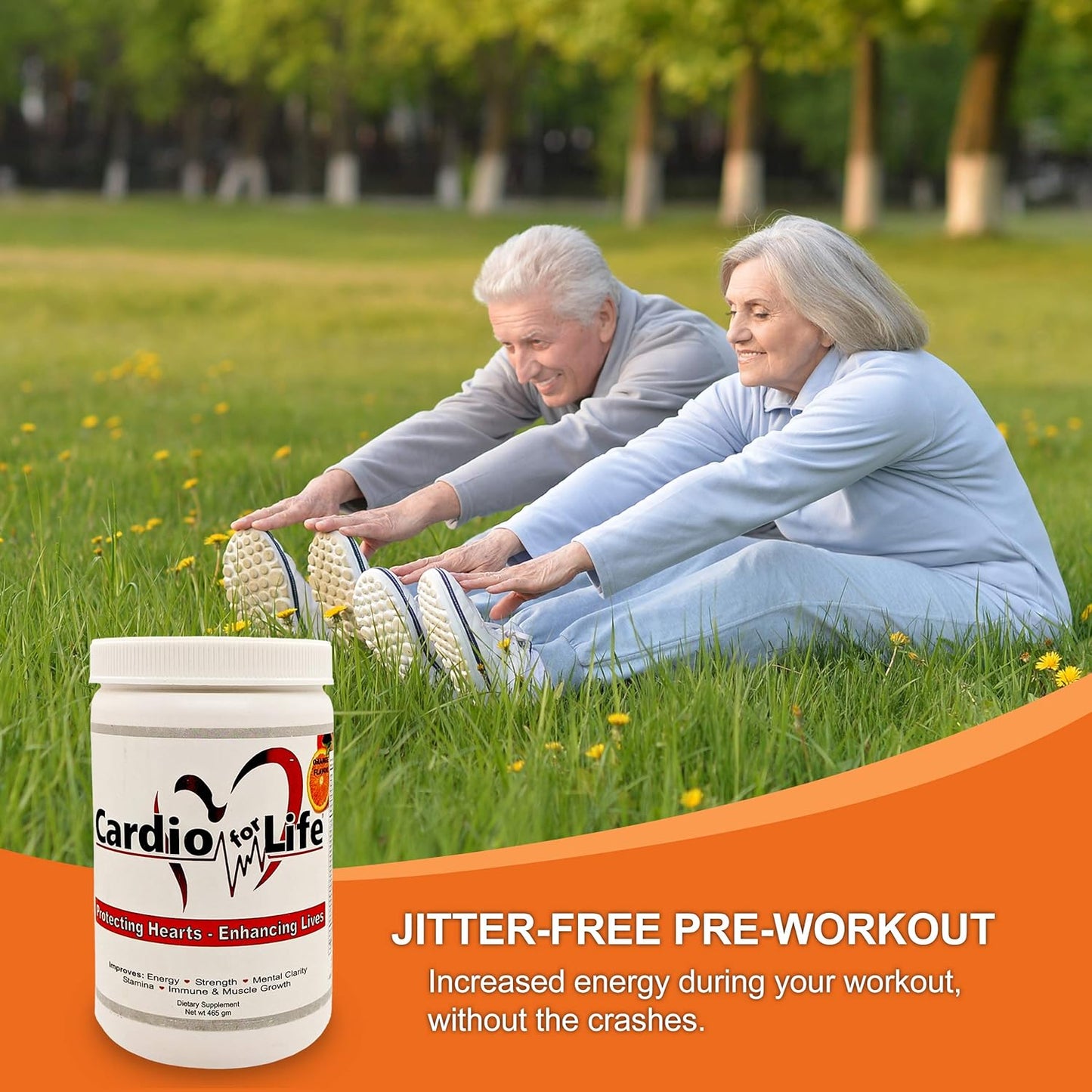 16oz Health Guardian Cardio for Life L-Arginine Powder - Natural Energy Boost & Cardiovascular Support - Orange Flavor