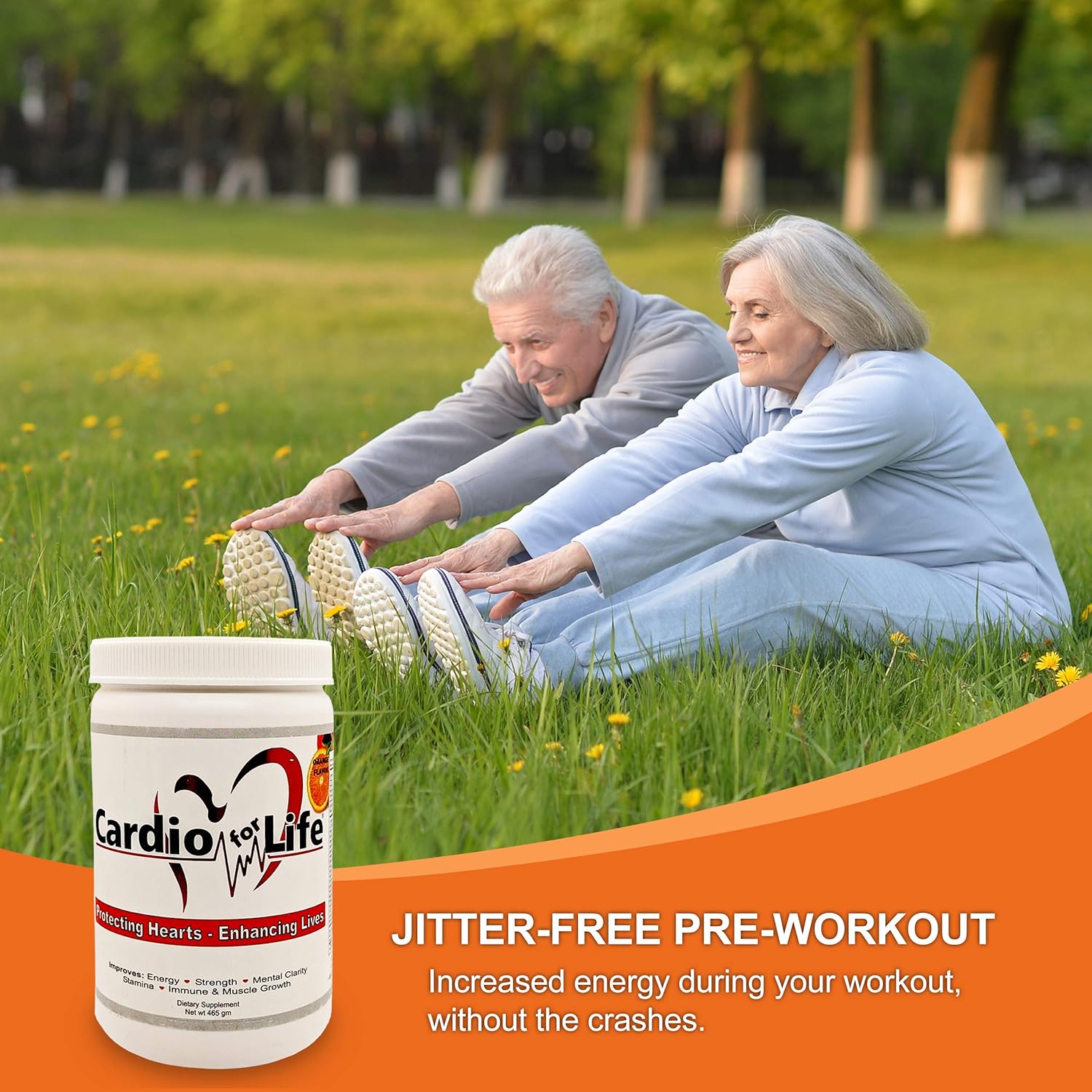 16oz Health Guardian Cardio for Life L-Arginine Powder - Natural Energy Boost & Cardiovascular Support - Orange Flavor