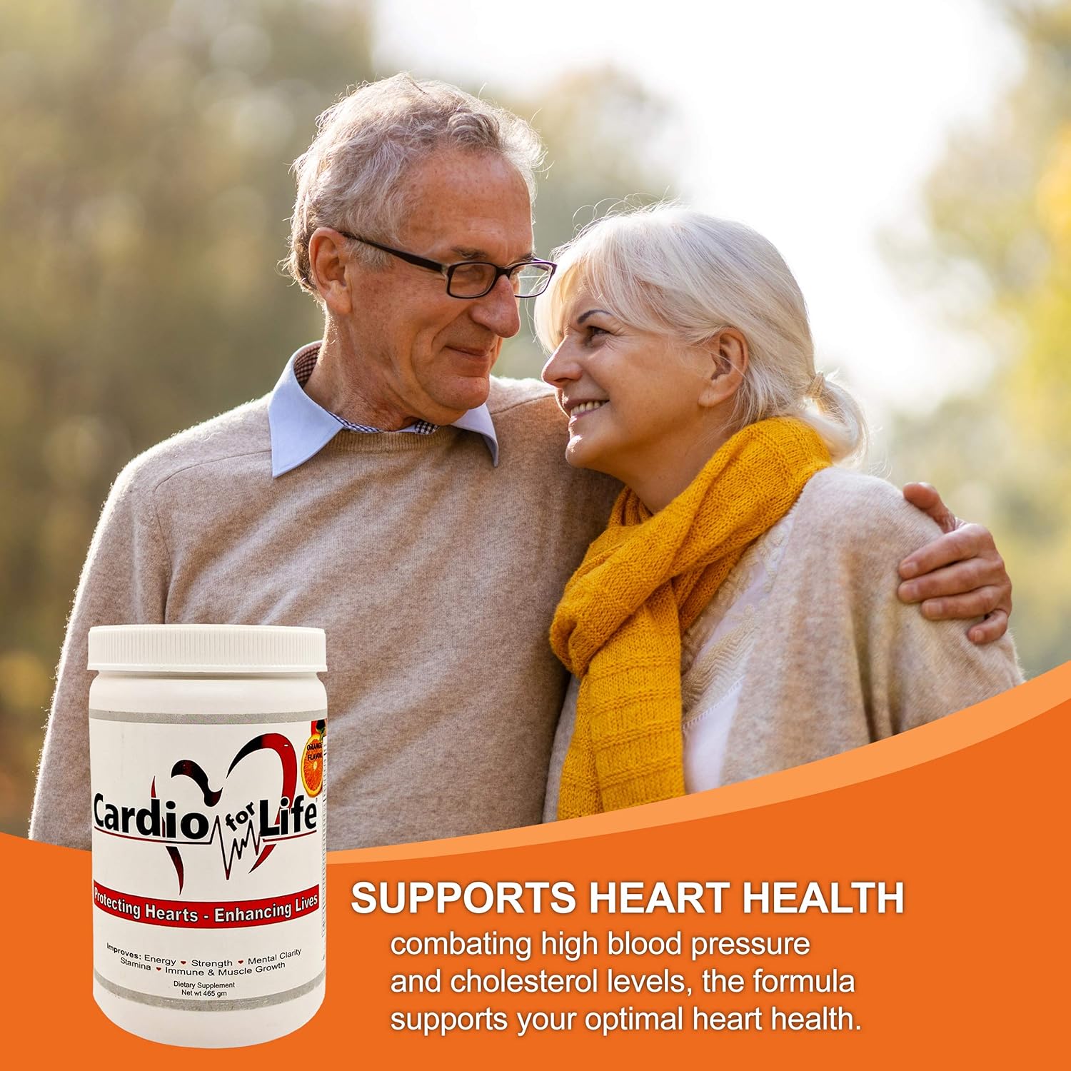 16oz Health Guardian Cardio for Life L-Arginine Powder - Natural Energy Boost & Cardiovascular Support - Orange Flavor