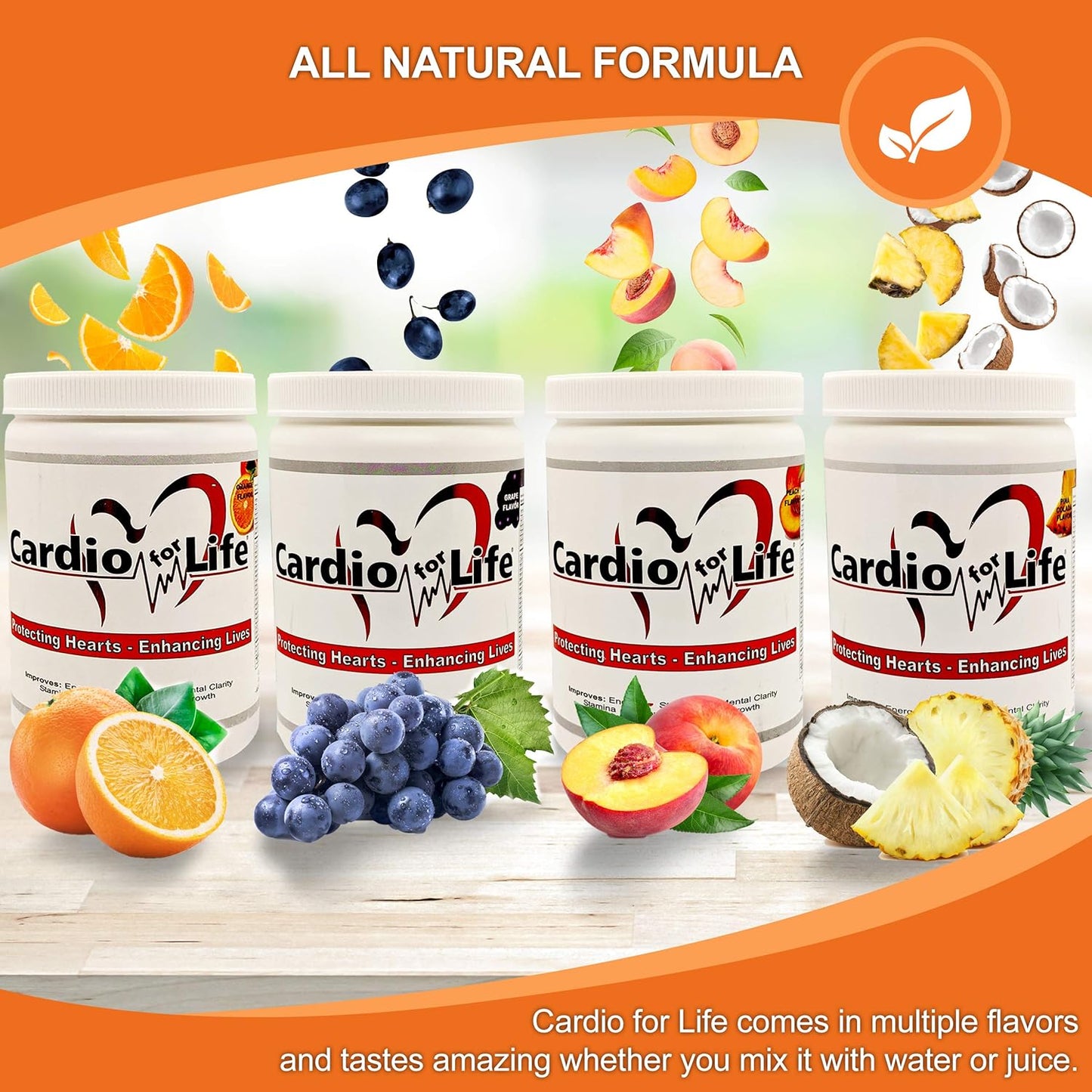 16oz Health Guardian Cardio for Life L-Arginine Powder - Natural Energy Boost & Cardiovascular Support - Orange Flavor