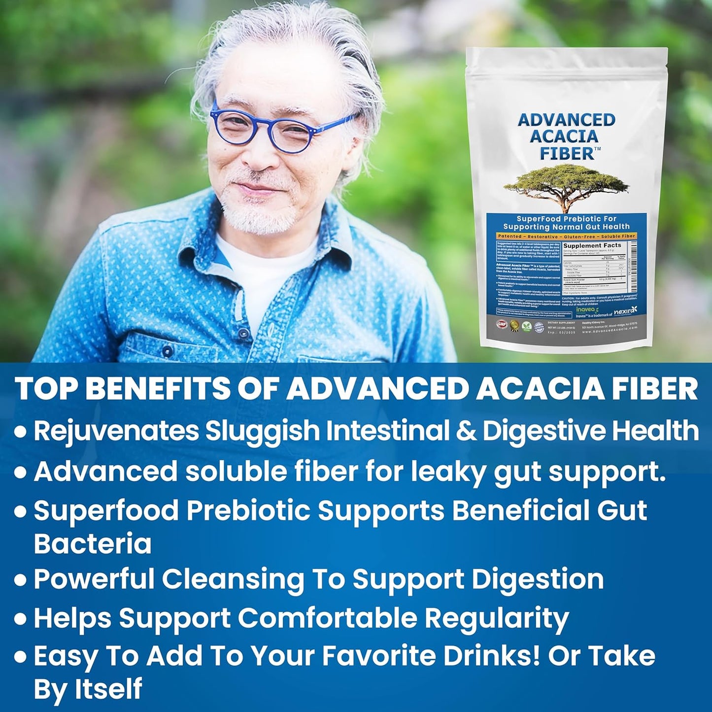 16oz Kidney Restore Advanced Acacia Fiber Powder for Gut Health & Digestive Rejuvenation - Natural Soluble Fiber Supplement for Regularity & Leaky Gut Repair