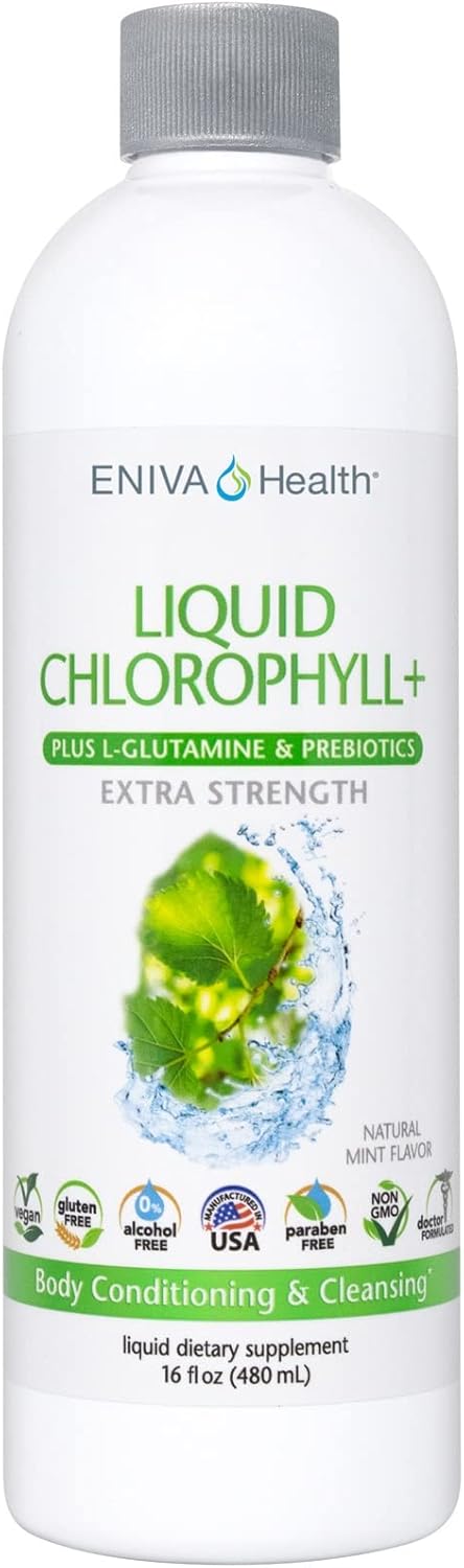 16oz Liquid Chlorophyll Supergreens & 60 Caps Omega-3 Fish Oil by Eniva Health - Bundle