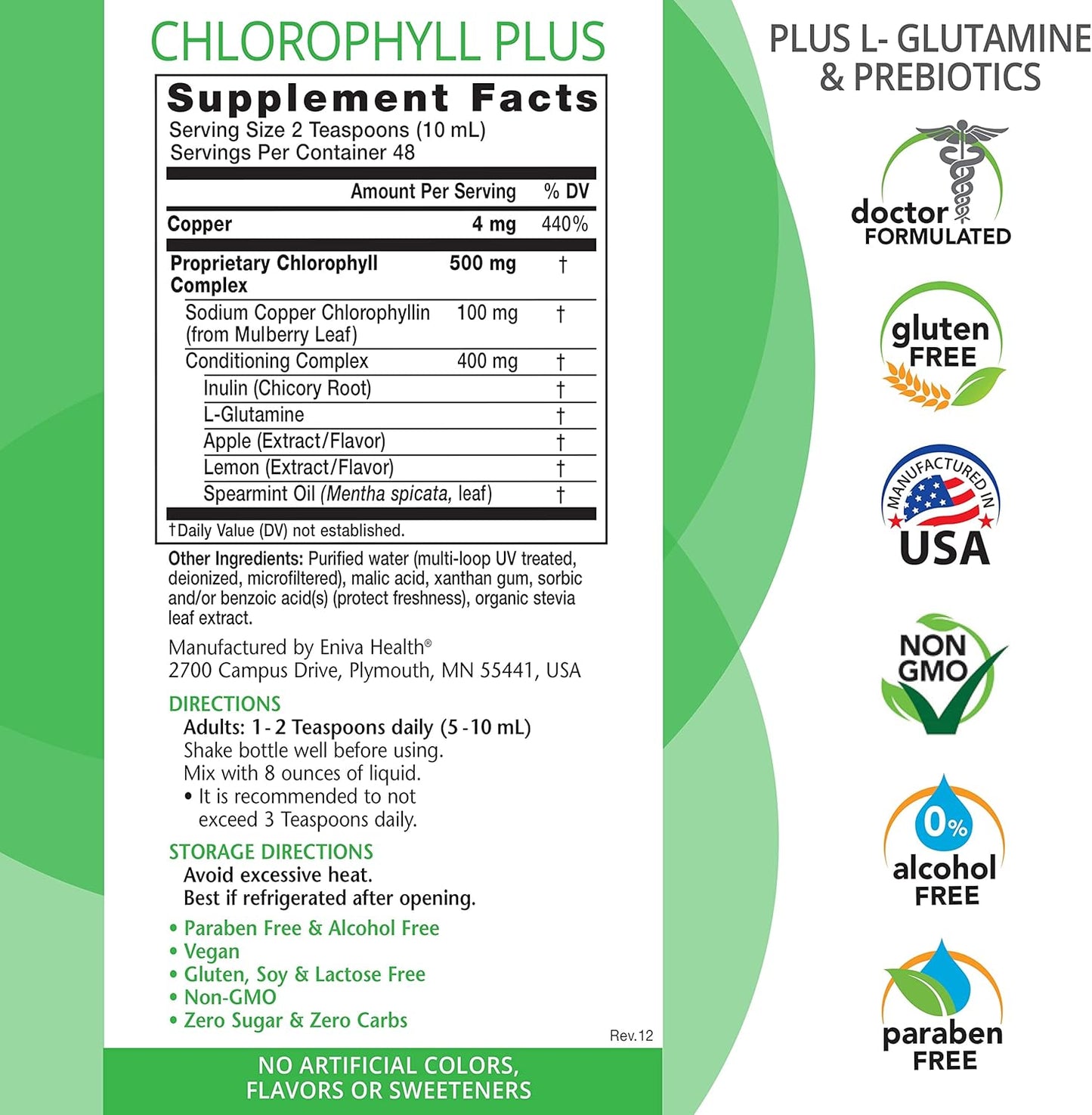 16oz Liquid Chlorophyll Supergreens & 60 Caps Omega-3 Fish Oil by Eniva Health - Bundle