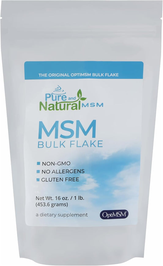 16oz MSM Bulk Flake for Joint Pain Relief, Range of Motion, & Collagen | Pure & Natural Soothing Formula | Made in USA