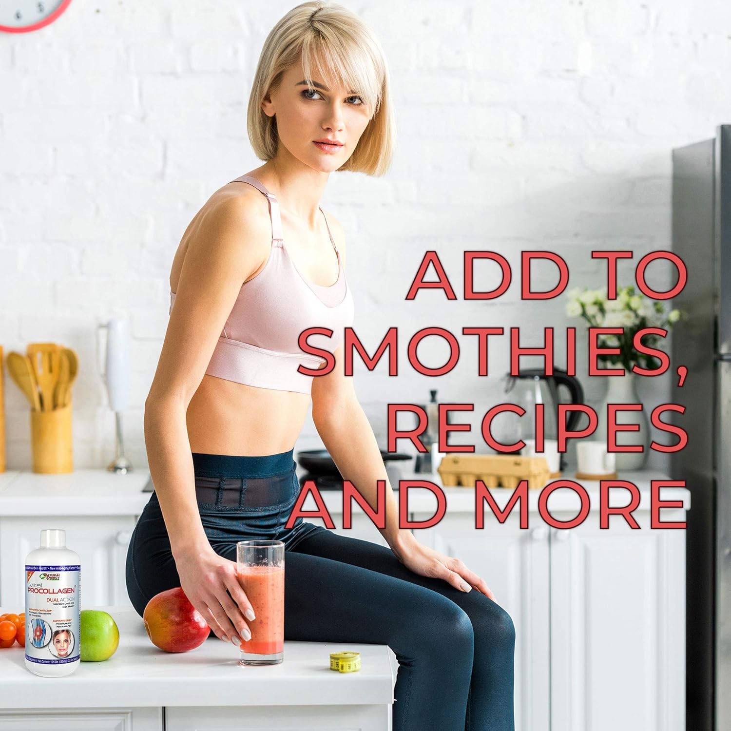 16oz Natural Energy Vital Procollagen Liquid Collagen Protein with Hyaluronic Acid & Glucosamine Chondroitin - Anti-Aging for Men & Women - Snickerdoodle Flavor