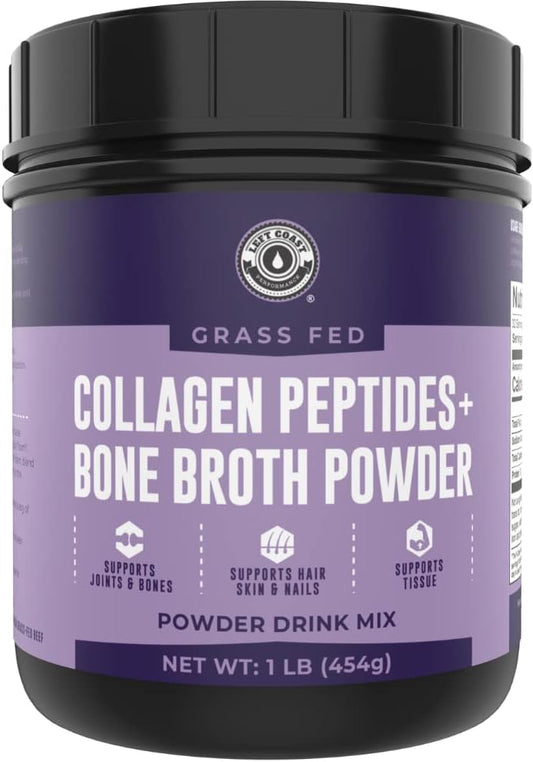 16oz Unflavoured Grass Fed Bone Broth Collagen Powder - Zero Carb, Dairy Free, Source of Type I and III Collagen - No Additives or Fillers