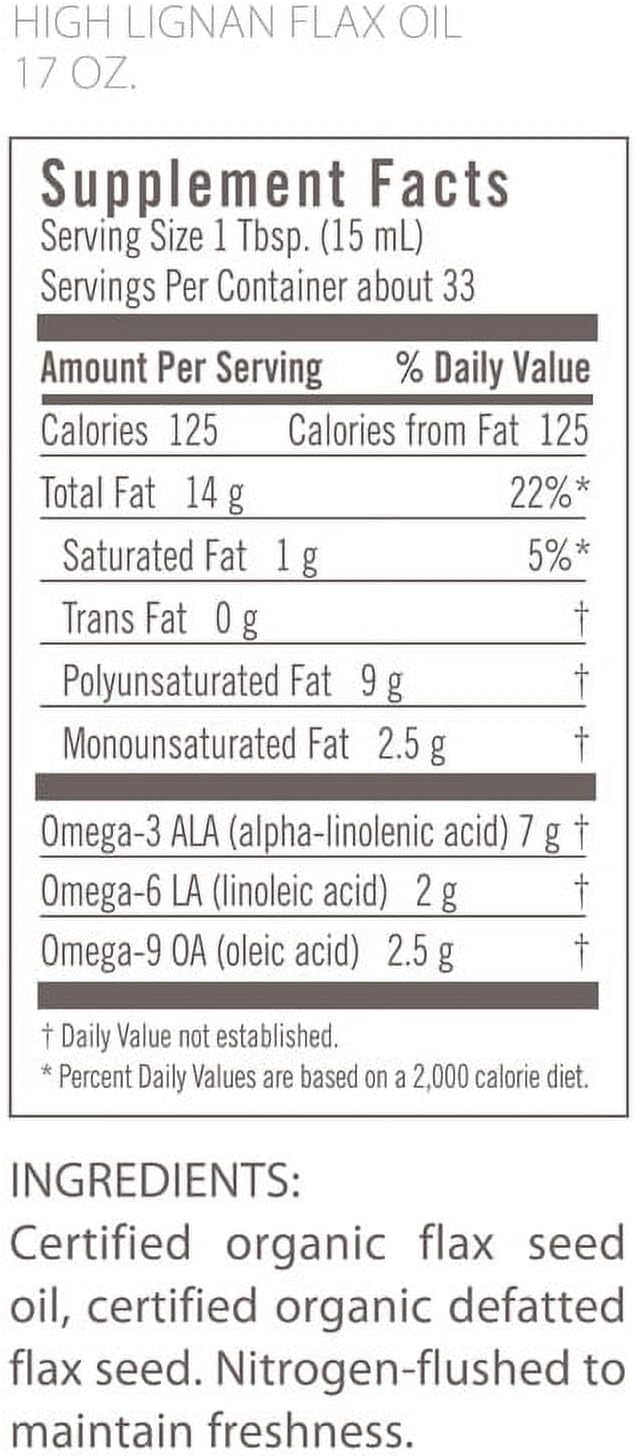 17 fl oz Flora High Lignan Flax Oil: Cold-Pressed Omega-3 Supplement