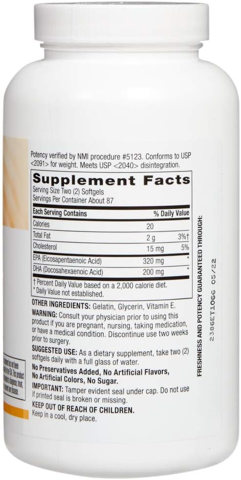175 Count Rite Aid Natural Fish Oil Softgels, 1000mg - Omega-3 Supplement