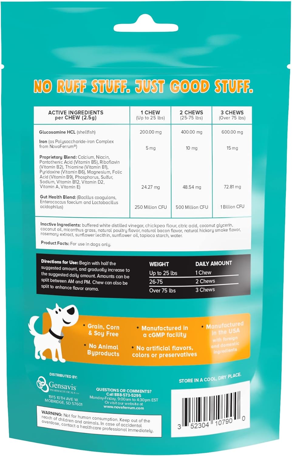 18-in-1 Multifunctional Iron Supplement for Dogs with Blood Support for Anemia, Glucosamine, Probiotics, Antioxidants, Chicken Flavor - 90 Chews