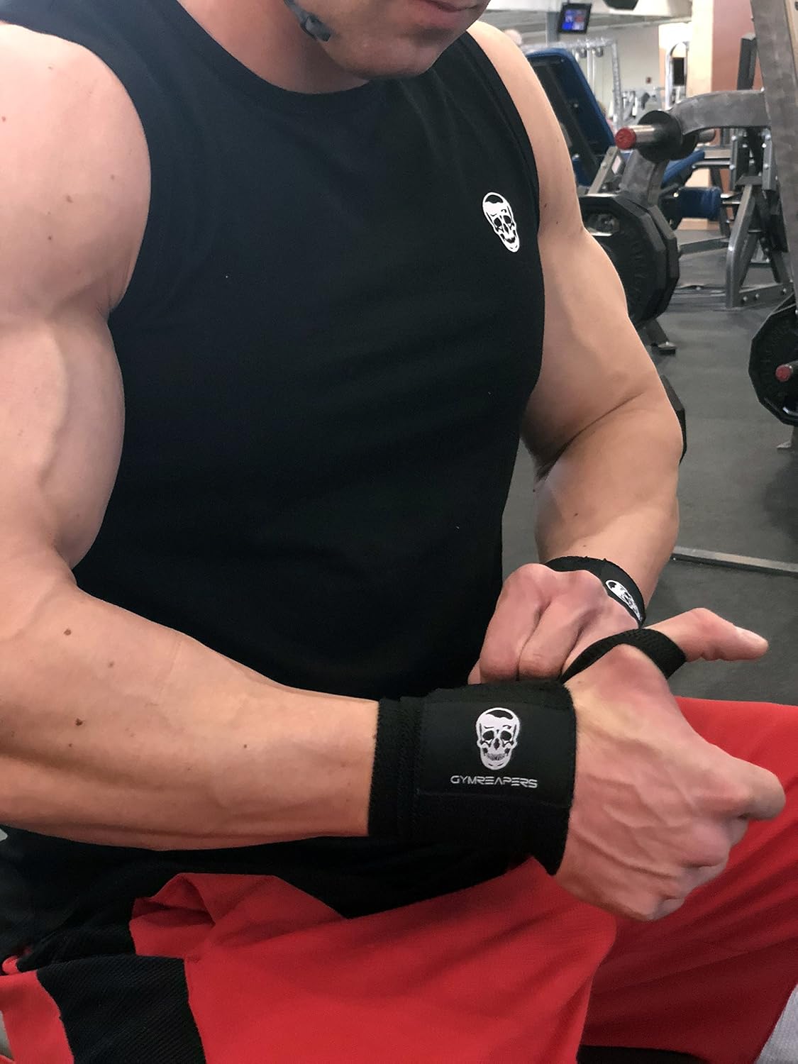 18" IPF Approved Gymreapers Weightlifting Wrist Wraps - Professional Quality Support with Thumb Loop for Powerlifting, Strength Training, Bodybuilding - Heavy Duty Wraps for Competition