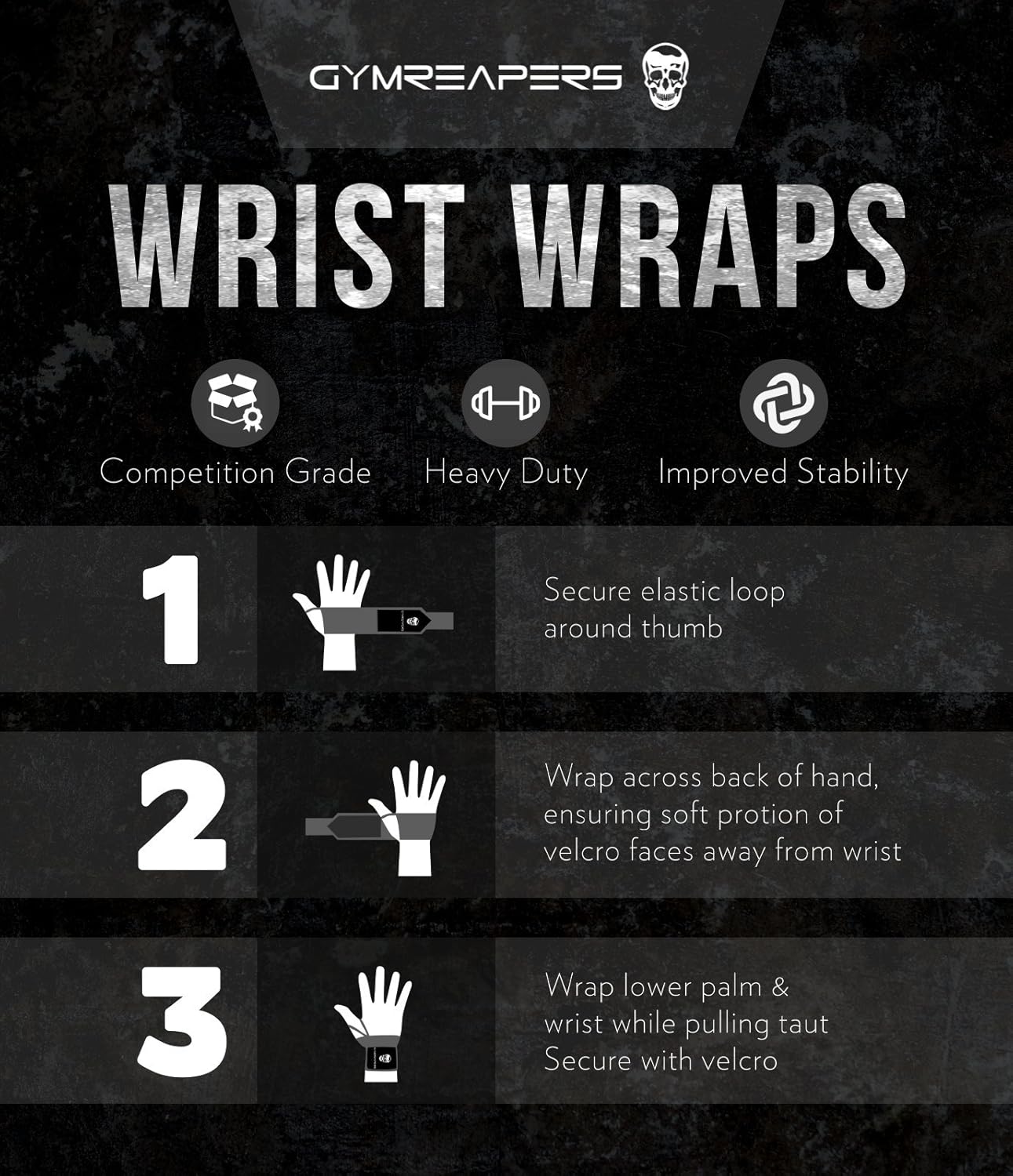 18" IPF Approved Gymreapers Weightlifting Wrist Wraps - Professional Quality Support with Thumb Loop for Powerlifting, Strength Training, Bodybuilding - Heavy Duty Wraps for Competition