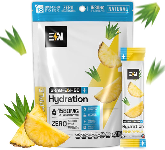 18 Packets of Sugar-Free Keto Electrolytes Powder - Vegan, Non-GMO, Organic Pineapple Flavor - Zero Calorie Hydration Packets