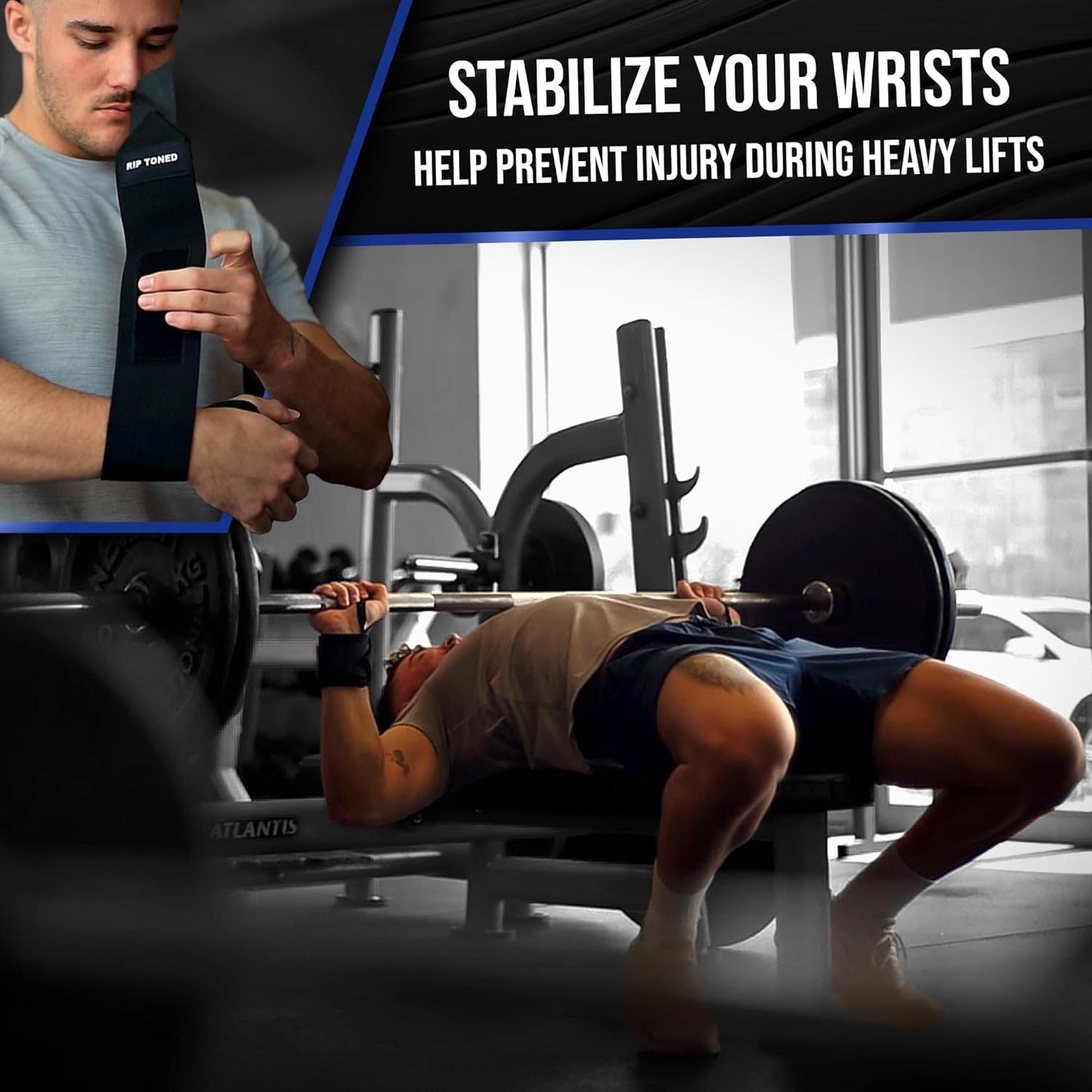 18" Rip Toned Wrist Wraps - Adjustable Wrist Straps for Weightlifting - Support & Protect Wrists - Durable & Washable - USPA Approved - Men & Women
