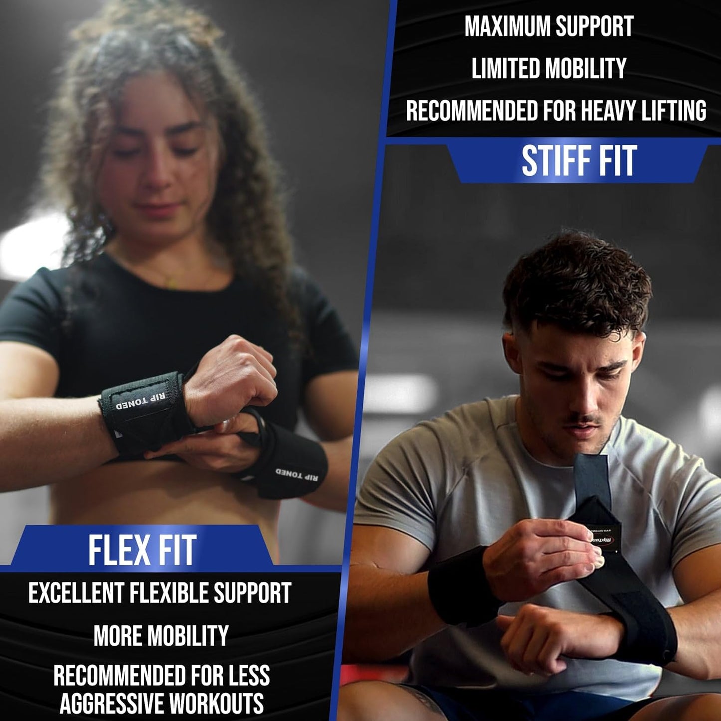 18" Rip Toned Wrist Wraps - Adjustable Wrist Straps for Weightlifting - Support & Protect Wrists - Durable & Washable - USPA Approved - Men & Women