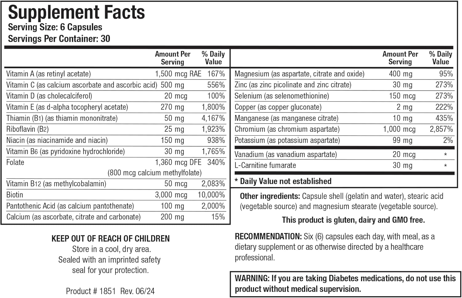 180 Capsules Biotics Research GlucoBalance Supplement with Chromium, Vanadium, and L-carnitine for Metabolic Health and Blood Lipid Levels