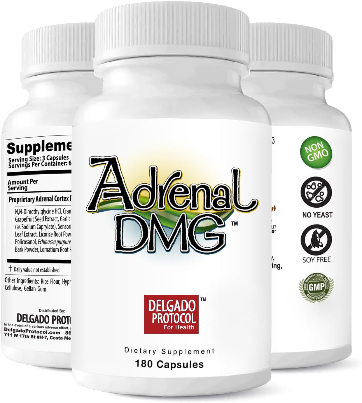 180 Capsules Delgado Protocol Adrenal DMG: All Natural Supplement for Daytime Energy, Sleep, Immune Support, Stress Reduction, and Fatigue Relief