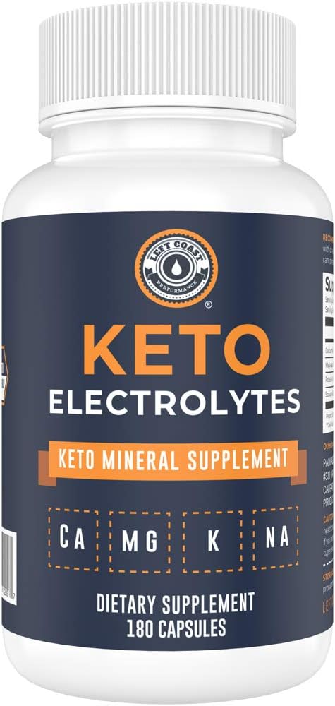 180 Capsules Keto Electrolyte Supplement for Ketogenic Diet - Magnesium, Potassium, Sodium, Calcium. Hydration Support Tablets*