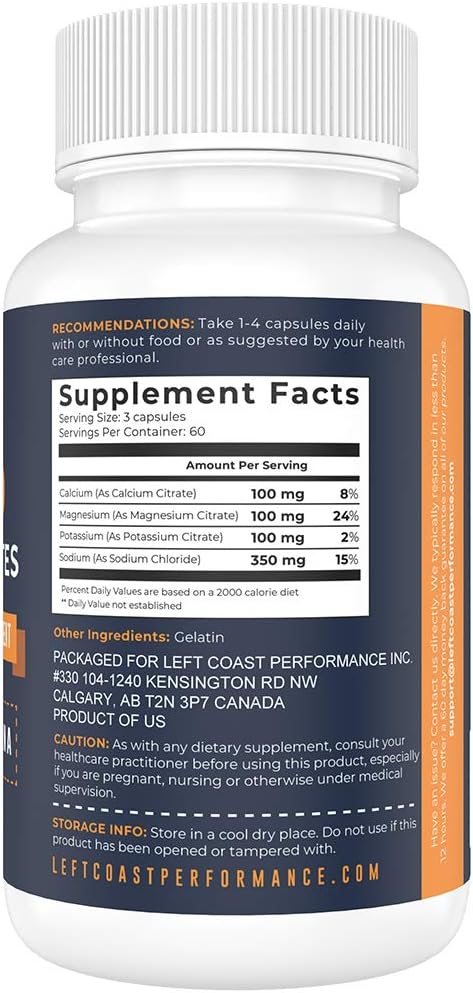 180 Capsules Keto Electrolyte Supplement for Ketogenic Diet - Magnesium, Potassium, Sodium, Calcium. Hydration Support Tablets*