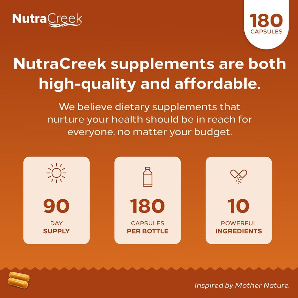 180 Capsules NutraCreek Joint Support Supplement with Turmeric, Glucosamine, BioPerine, Ginger, Chondroitin, and Boswellia for Healthy Joints