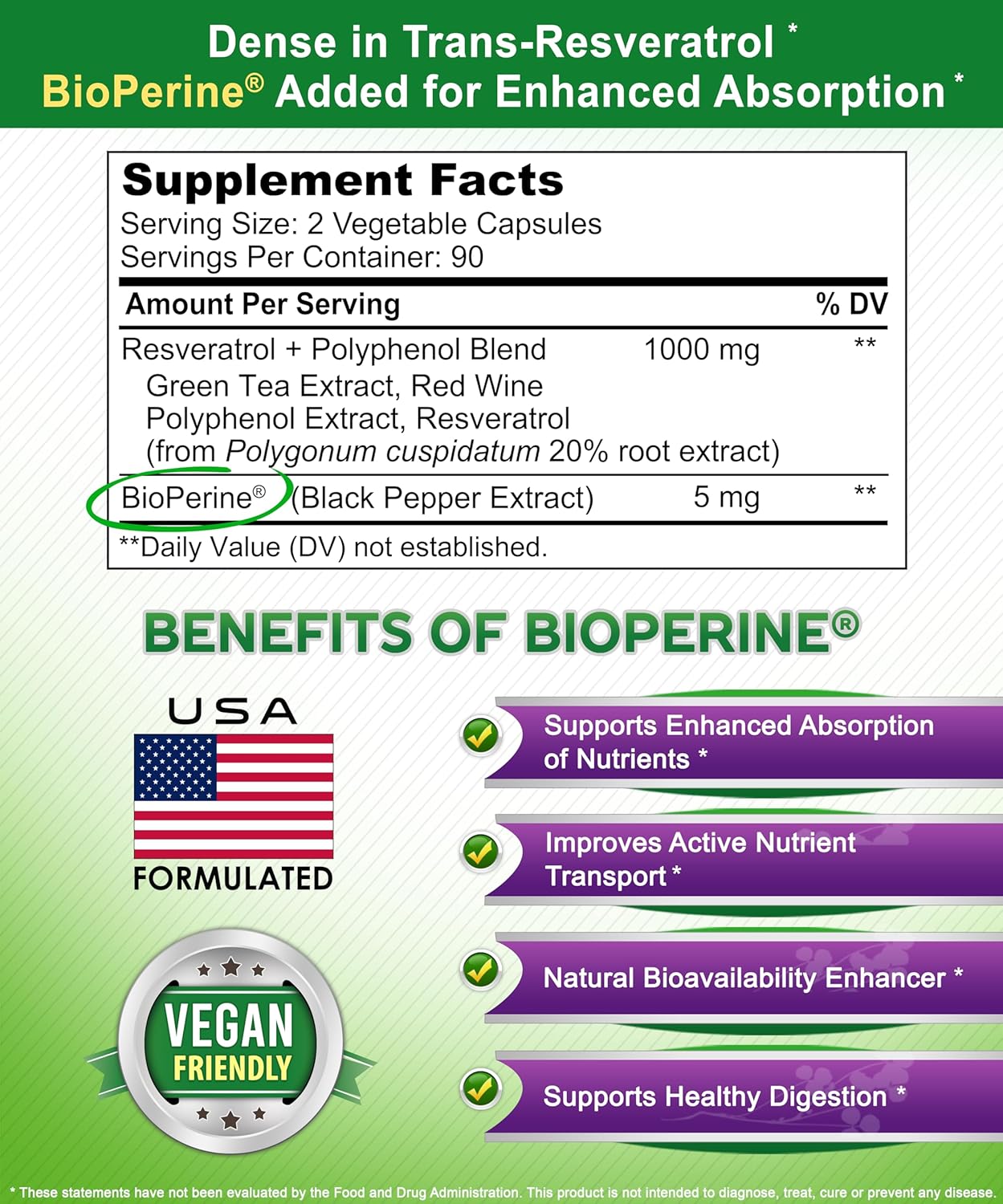 180 Capsules of aSquared Nutrition Natural Resveratrol with Red Wine Extract - Antioxidant Supplement for Heart Health - Extra Strength Trans-Resveratrol Pills