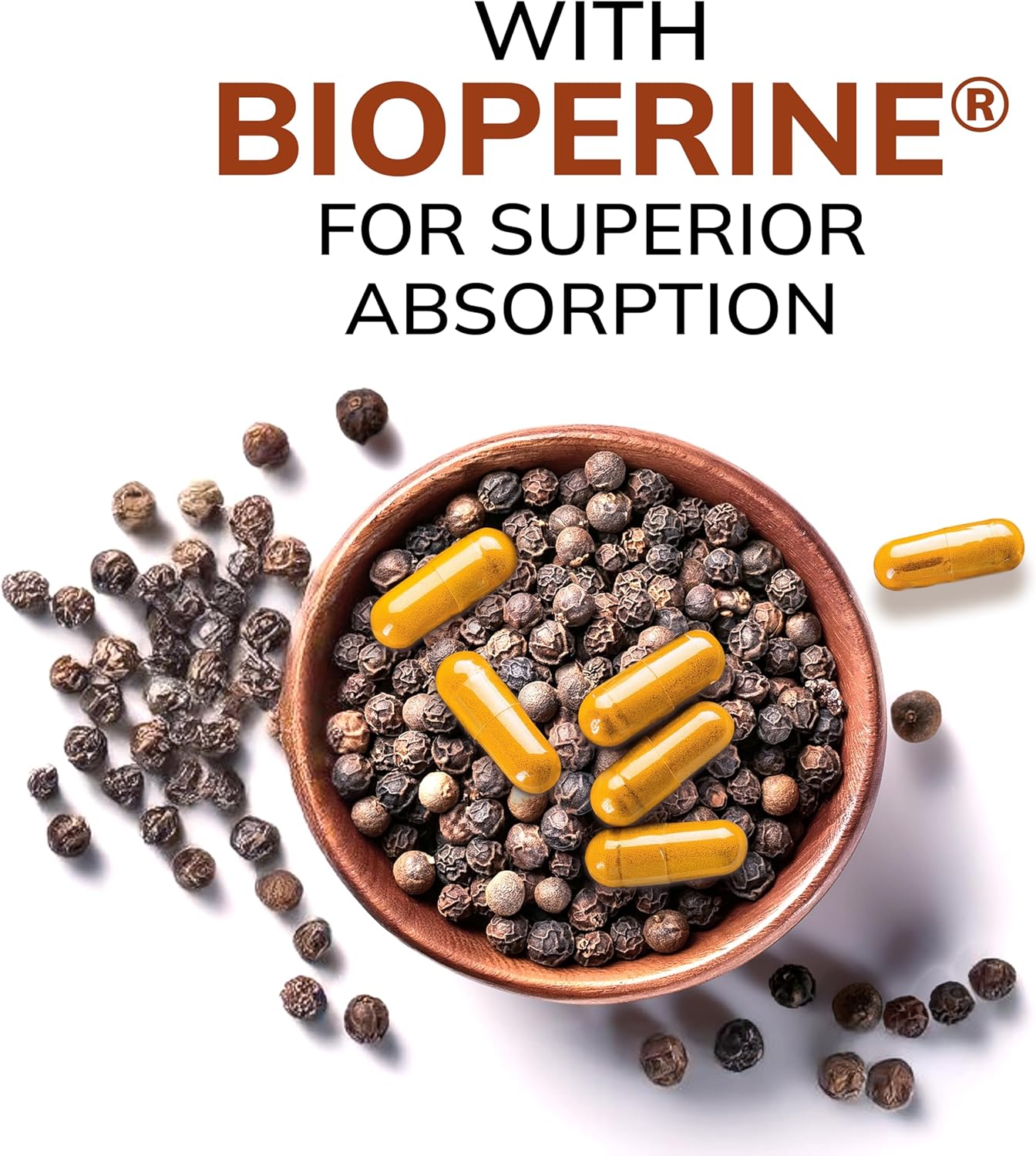 180 Capsules of aSquared Nutrition Turmeric Curcumin 1300mg with BioPerine Black Pepper Extract - 95% Curcuminoids, Natural Tumeric Root Powder Supplements for Joint Stiffness