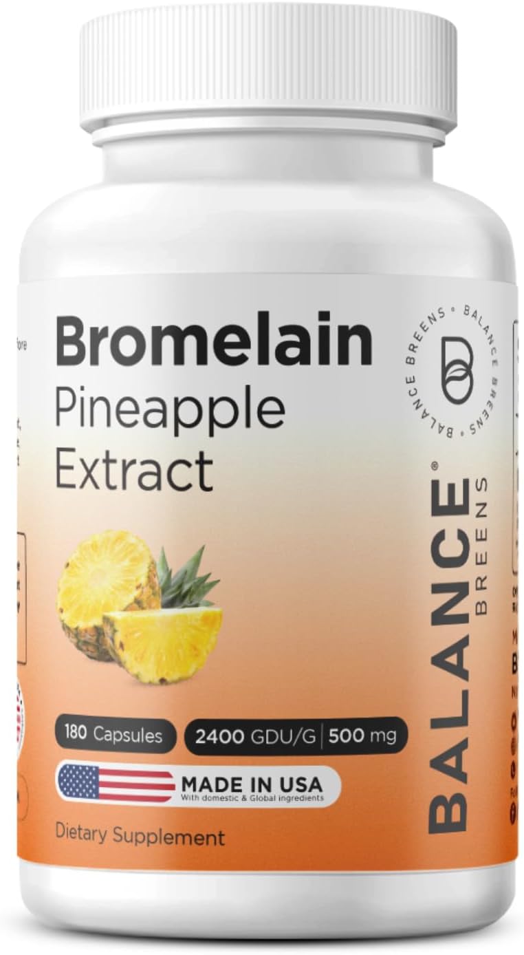 180 Capsules of Balancebreens Bromelain 500mg - Pineapple Extract Digestive Enzyme for Digestion and Joint Health