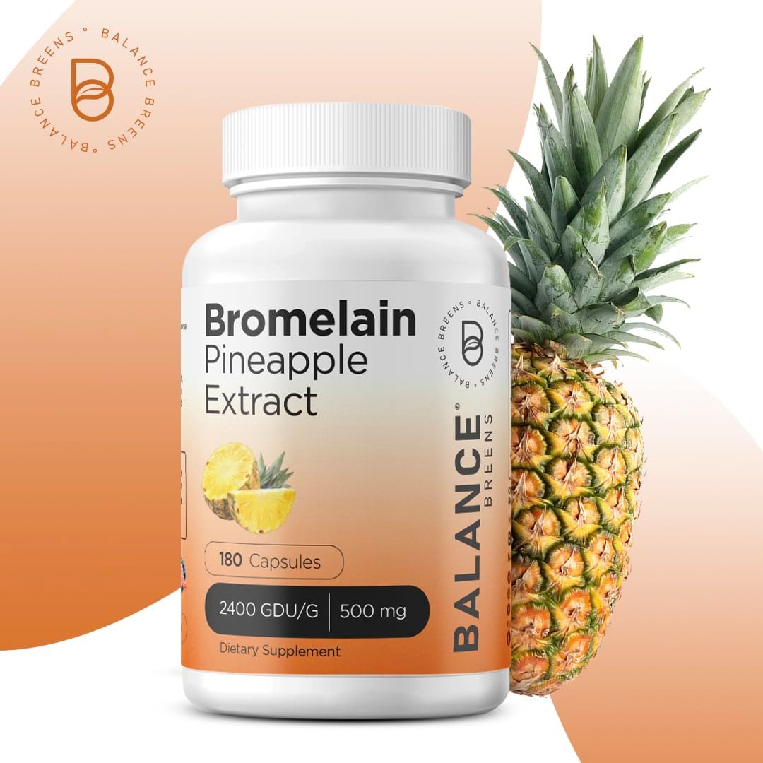 180 Capsules of Balancebreens Bromelain 500mg - Pineapple Extract Digestive Enzyme for Digestion and Joint Health