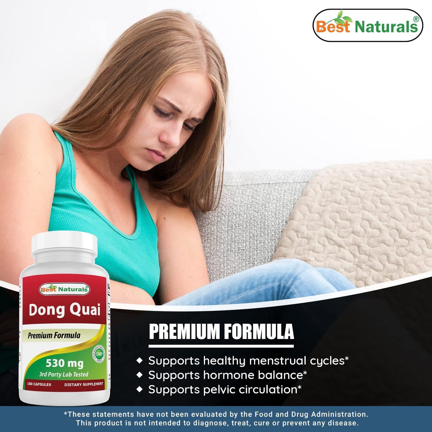 180 Capsules of Best Naturals Dong Quai 530 mg - All-Natural Women's Health Supplement
