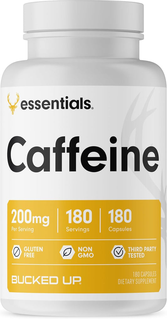 180 Capsules of Bucked Up Caffeine with 200mg Per Serving for Essential Energy Boosts