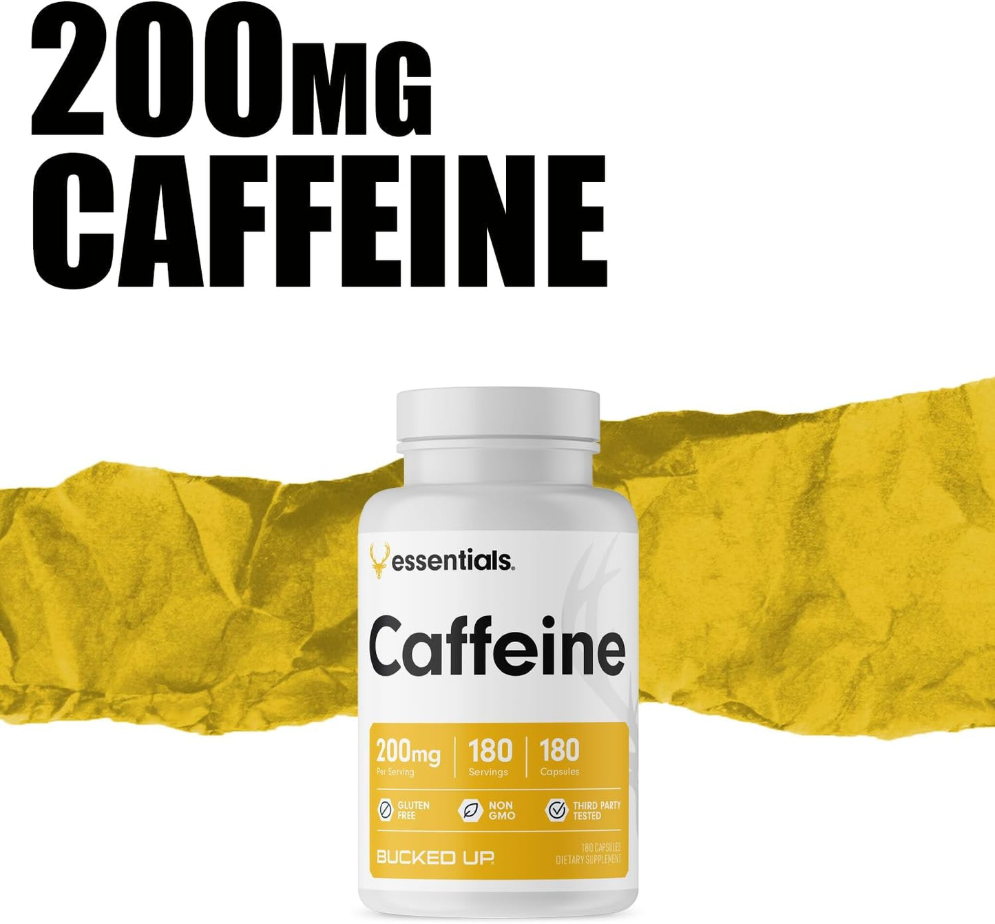 180 Capsules of Bucked Up Caffeine with 200mg Per Serving for Essential Energy Boosts