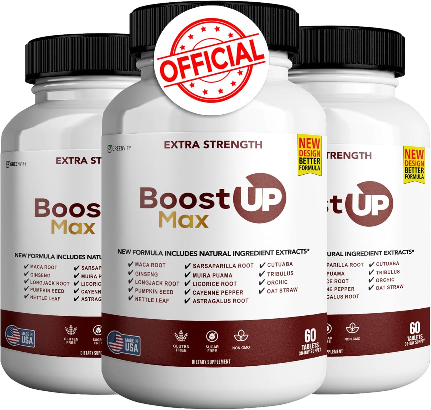 180 Capsules of GREENVIFY Boost Up Max Male Health Supplement with Essential Nutrients for Vitality & Strength - 3 Pack
