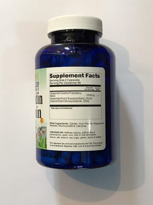 180 Capsules of Hesperidin Diosmin for Lymphatic Drainage & Circulation Support - Non-GMO, Gluten Free - Made in USA