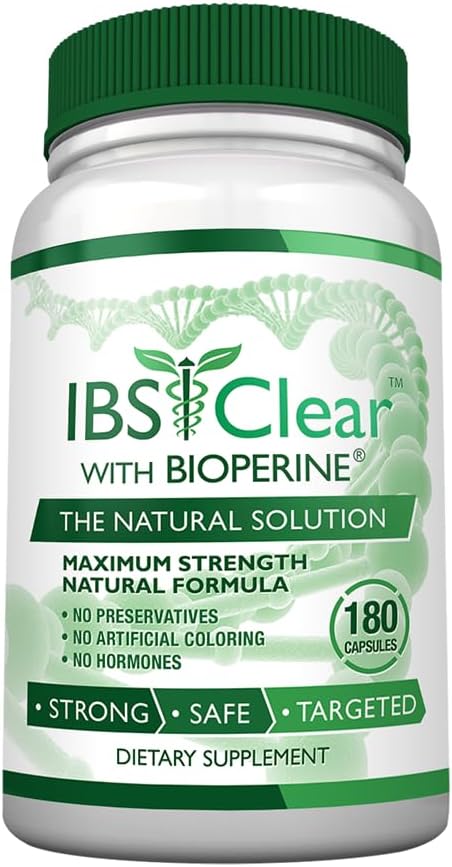 180 Capsules of IBS Support with Vitamin D, Psyllium Husk, Fennel - 3 Month Supply
