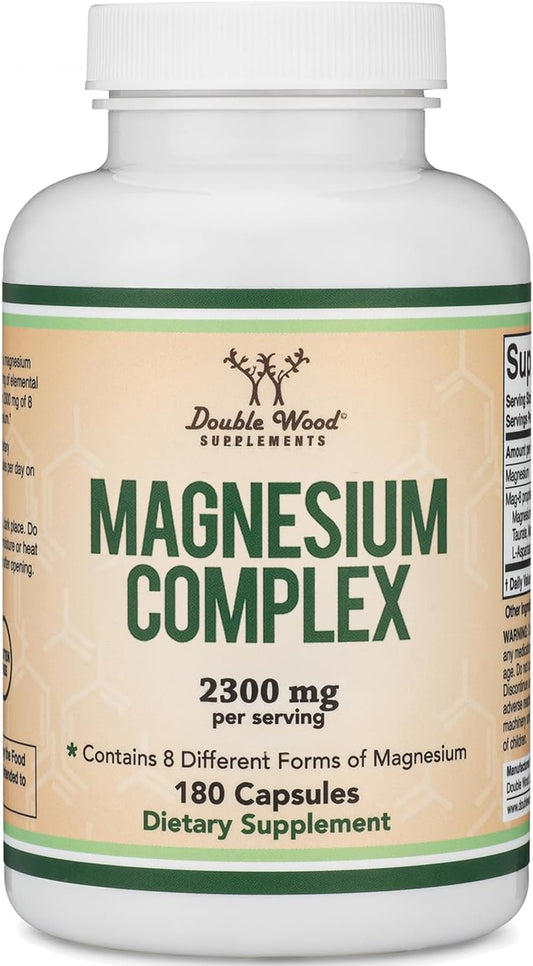 180 Capsules of MAG-8 Magnesium Complex Supplement: 436mg Elemental Magnesium from 2,300mg of 8 Forms - 100% Daily Value