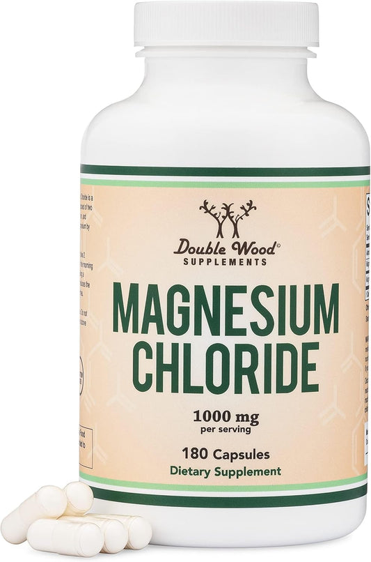 180 Capsules of Magnesium Chloride (Cloruro De Magnesio) - 1,000mg Per Serving - Supports Digestive and Bone Health - Non-GMO and Gluten Free