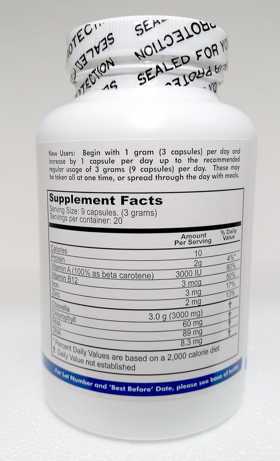 180 Capsules of Nature's Balance Premium Chlorella Supplement for Optimal Health