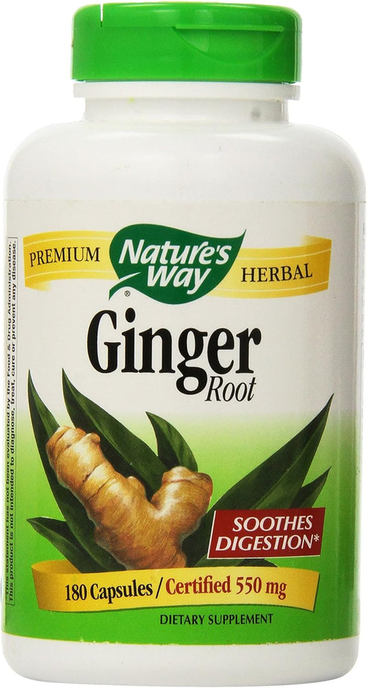180 Capsules of Nature's Way Ginger Root Supplement, 550 mg