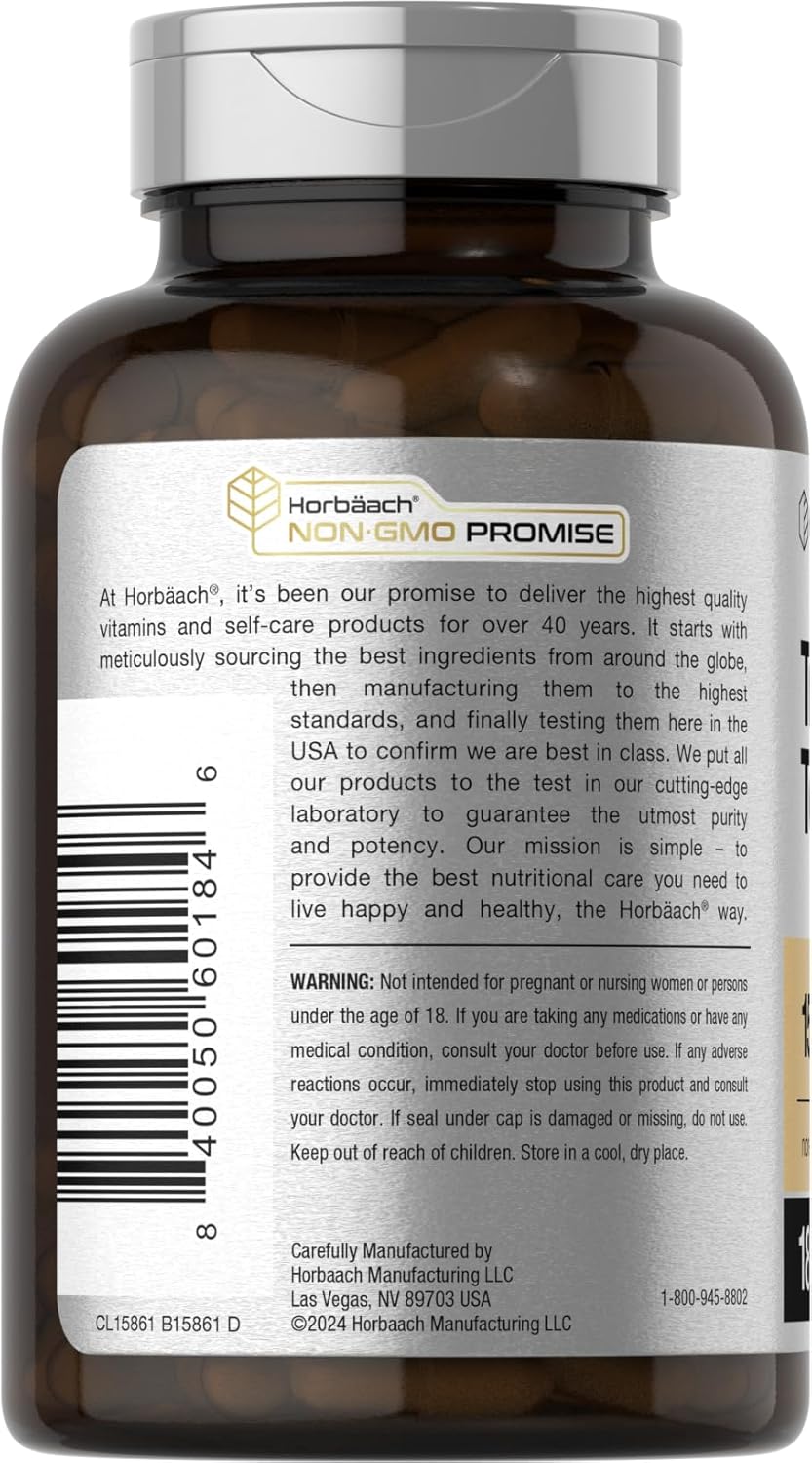 180 Capsules of Non-GMO Horbäach Tribulus Terrestris Extract for Men - 15000mg Maximum Strength Gluten Free Supplement