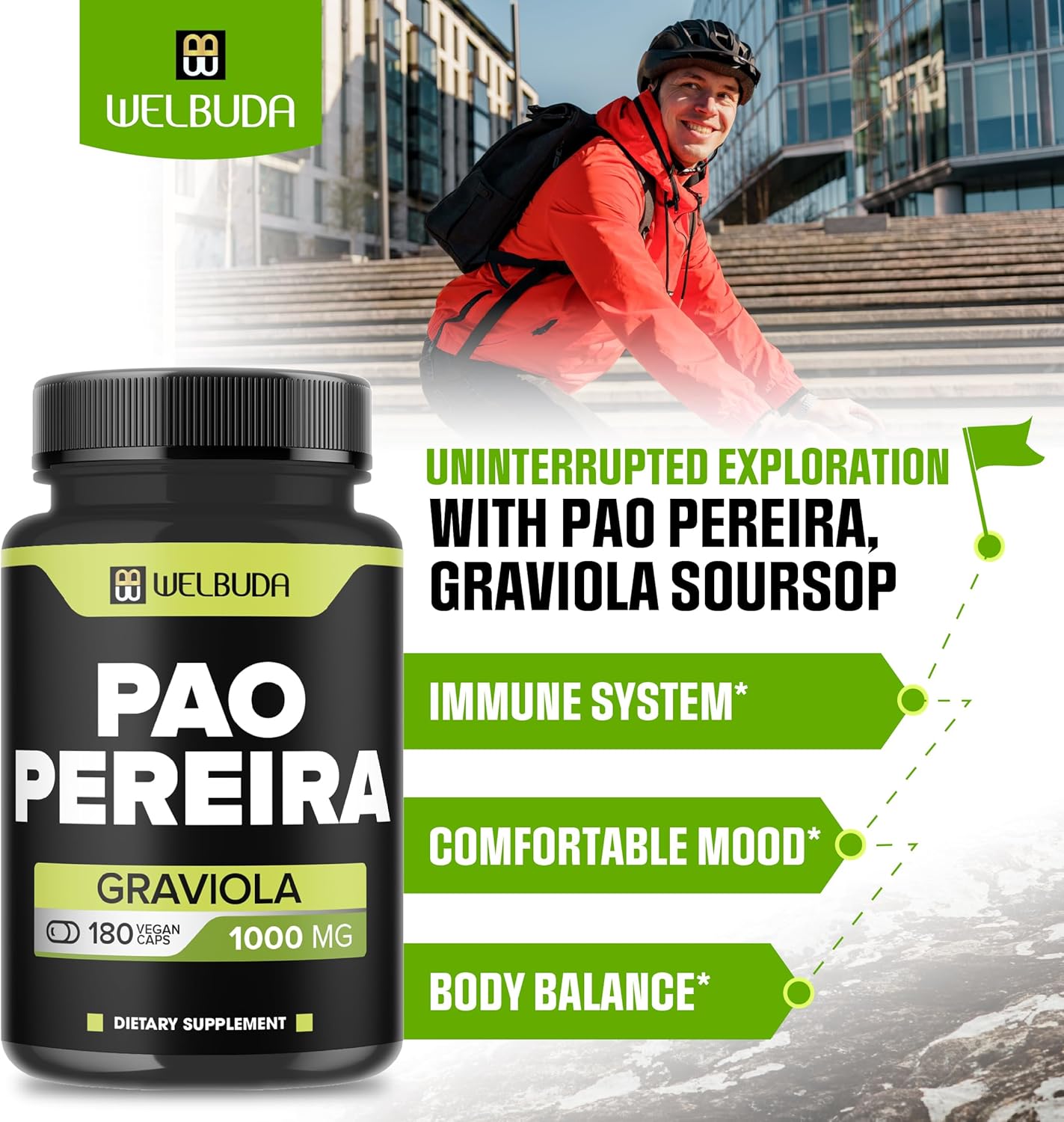 180 Capsules of Pao Pereira Herb Extract 10:1 and Graviola Soursop for Immune System and Strength Support