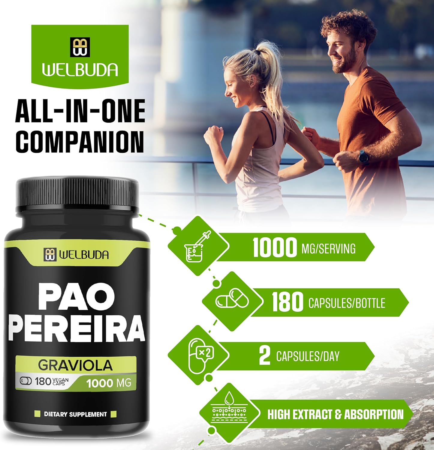 180 Capsules of Pao Pereira Herb Extract 10:1 and Graviola Soursop for Immune System and Strength Support