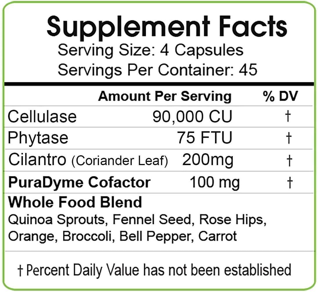 180 Capsules of PuraDyme Cellulase Individual Enzyme Supplement